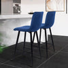 75CM Seat High Blue Velvet Bar Chairs Counter High Chairs Padded Seat Back Rest
