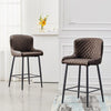 Pair of Bar Stools Faux Leather Padded Seats Metal Legs Bar Chairs Kitchen