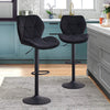 2x Black Bar Stools Velvet Swivel Gas Lift Chairs Kitchen Pub Chair Modern