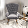 Grey Fabric Upholstered Rocking Chair Leisure Sofa Chair Tufted High Back Rocker