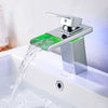 LED RGB Bathroom Sink Mono Mixer Taps Waterfall Basin Faucet Brass Temperatu