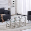 Coffee Table Stainless Steel Side Centre Table W/Transparent