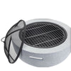 Light Grey Round Fire Pit Bowl Heater BBQ Grill Camping Burner Outdoor Garden