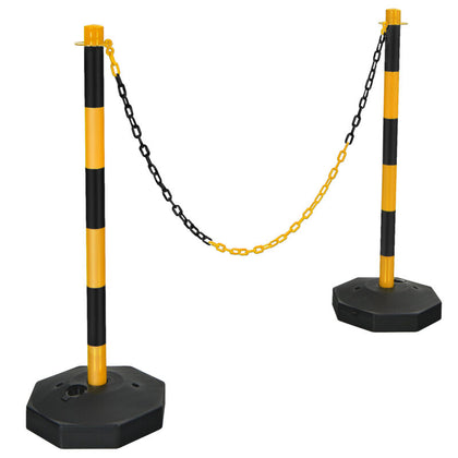 2 Pack Traffic Delineator Poles 86CM PP Safety Caution Barrier 1.5M Link Chains