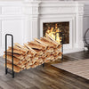 8FT Firewood Log Rack Heavy-Duty Tubular Steel Wood Storage Holder Non-slip Pads