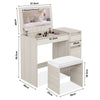 Dressing Table with Drawers, Mirror Stool Set Makeup Desk Vanity Table Bedroom