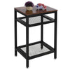 Industrial Bedside Table Side End Table Nightstand Storage Mesh Metal Shelves