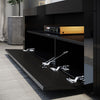 Modern TV Unit Cabinet Stand Black High Gloss Door 120cm with LED Lights Drawers