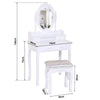 Dressing Table with Drawers, Mirror Stool Set Makeup Desk Vanity Table Bedroom