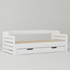 White Wooden Bed Frame Day Bed With Trundle And Large Storage Drawer Guest Bed