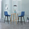 2 Modern Blue Velvet Bar Stools Breakfast Stool Kitchen 65cm Seat High Pub Chair