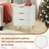 2pcs Bedside Cabinet White Chest of Drawers Bedroom Bedside Table w/ 3 Drawer NS