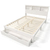 Wooden Storage Bed Frame with Bookcase Shelves Underbed Drawer QR