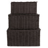 3x Weave Basket Storage Cabinet Chest Drawers Storage Box Bedroom Brown