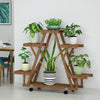 6 Pots Wood Plant Stand Sturdy Triangular Plant Shelf Flower Stand Storage Rack