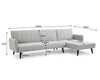 Luxury 3 Seater Grey L-Shape Sofabed Couch Upholstered Sofa Chaise Clic Clac