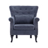 Velvet Linen Occasional Armchair Queen Anne Chair Lounge Oyster Wing Back Sofa