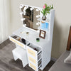 Modern Vanity Makeup Dressing Table w/Drawers LED Hollywood Mirror Stool Shelves