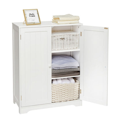 White Bathroom Cabinet Sideboard Storage Unit MDF 2 Doors w/ Adjustable Shelves