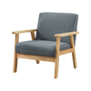Wooden Single Seater Sofa Accent Chair Armchair Linen Fabric Living Room Grey