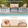 4 Piece Patio Conversation Set Outdoor Furniture Set Loveseat Bench Coffee Table