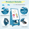 Mobile Kids Art Easel Double-sided Magnetic Painting Board Height Adjustable
