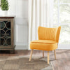 Velvet Oyster Occasional Chair Fluted Bedroom Living Room Accent Seat Wood Legs