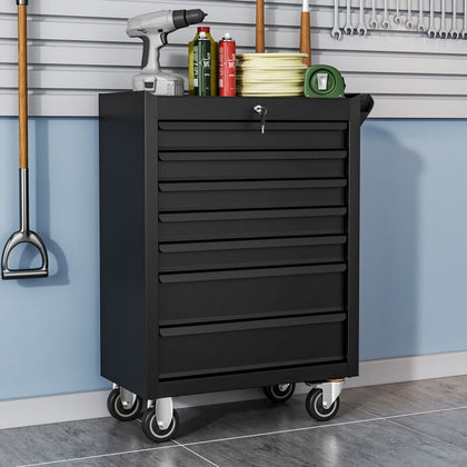 BLACK TOOLS AFFORDABLE STEEL CHEST TOOL BOX ROLLER CABINET 7 DRAWERS W/WHEELS