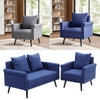 Modern 2 Seater Fabric Sofa Loveseat Couch Settee Armchair Tub Chair Grey Blue
