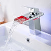 LED RGB Bathroom Sink Mono Mixer Taps Waterfall Basin Faucet Brass Temperatu