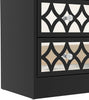 Black Bedside Table Tall Wooden Cabinet Open Storage Shelf 2 Mirrored Drawers