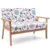 Wooden 2-Seater Loveseat Fabric Upholstered Lounge Arm Chair Sofa Chair Couch