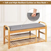 3-Tier Bamboo Shoe Bench Entryway Shoe Rack w/Cushion Modern Shoe Storage Stool