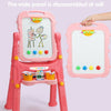 Kids Folding Double Sided Magnetic Drawing Board Easel with Colour Chalk Eraser
