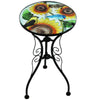 Iron/Glass Round Side Coffee Table Mosaic Design Garden Patio Flower Plant Stand