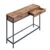 2 Drawers Console Table Black Metal Frame & Wooden Drawers and Shelf Furniture