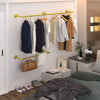 Gold Wall Mounted Clothes Rack Industrial Pipe Garment Rack Wedding Dress Shelf