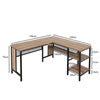 L-Shaped Corner Computer Desk 150cm Large Corner Desk Workstation 2-Tier Shelves
