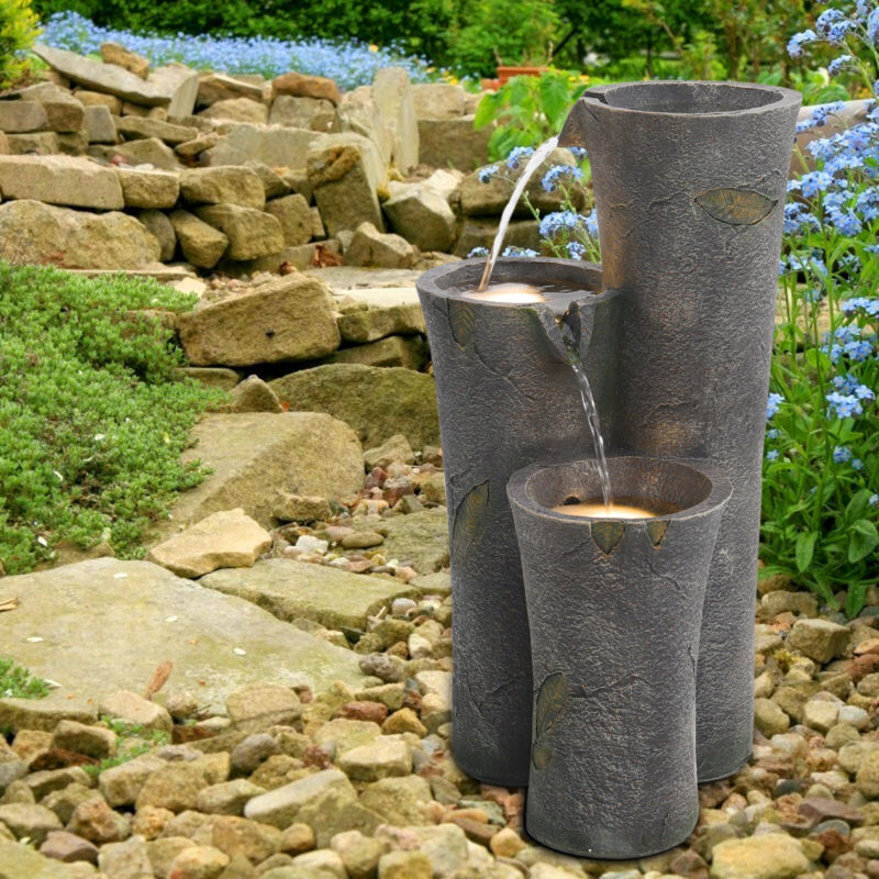 Automatic Water Feature Electric Powered LED Water Feature Indoor Outdoor Cascade Garden Fount ...