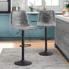 2x Faux leather Bar stools Gas lift Swivel Black Metal Base Kitchen Chairs Pub
