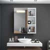 Wood LED Bathroom Cabinet Mirror Touch 5 shelf 1 Door Staorage Wall Mounted