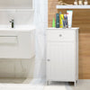 Bathroom Floor Cabinet Wood Storage Organizer Adjustable Shelves W/ Drawer Door