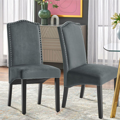 2 Pcs Velvet Dining Chairs Padded Seat Kitchen Dining Room Restaurant Office