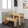 Dining Set Table and 2 Chair Compact Benches Wooden Flats Home Kitchen Furniture