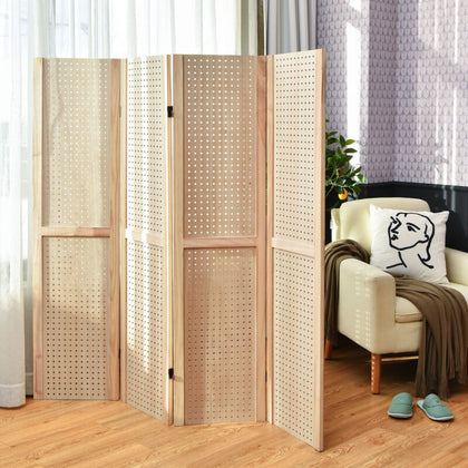 4 Panel Room Divider Wooden Screen Wall Folding Room Partition Separator Privacy