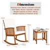 Patio Wooden Rocking Armchair Bistro Seat Home Garden Furniture Set w/ Table