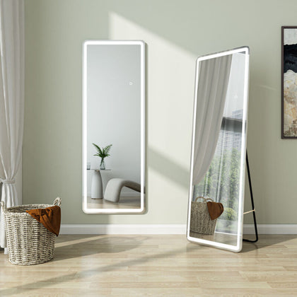 Illuminated Full Length Mirror with LED Lights 3 Colors Dimmable 160x50cm