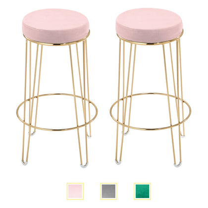 2X Velvet Bar Stools Bar Chairs Pub High Chairs Breakfast Kitchen Bar Bistro UK