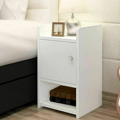 White Bedside Table Drawer Cabinet Bedroom Furniture Storage Nightstand Wooden