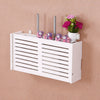 Large White Floating Wall Mount Shelf Wifi Router Wooden Shelf Storage Box Unit